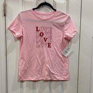 NEW girls Love Graphic Crewneck Tee - Pink size XL 16